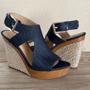 Michael Kors josephine wedge sandal dark denim size 8